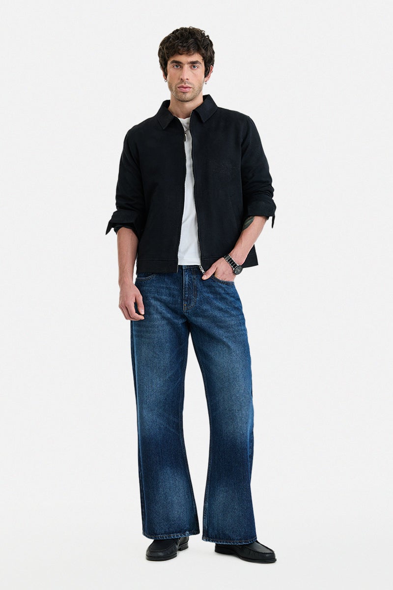 SNITCH Zipper Lapel Collar Regular Fit Textured Jacket - Image 2